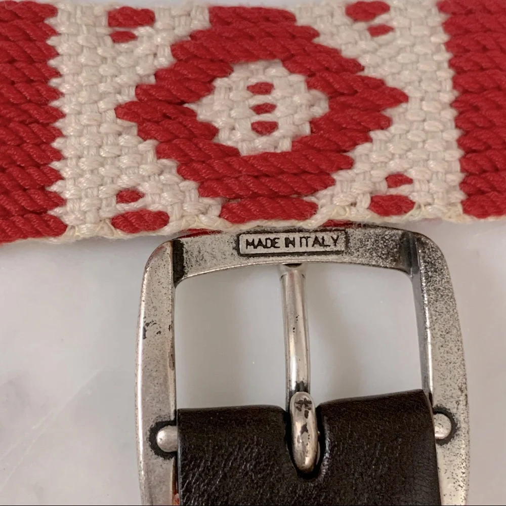 Handcrafted Aztec Belt with leather made in Italy -Size 34-38 needlework